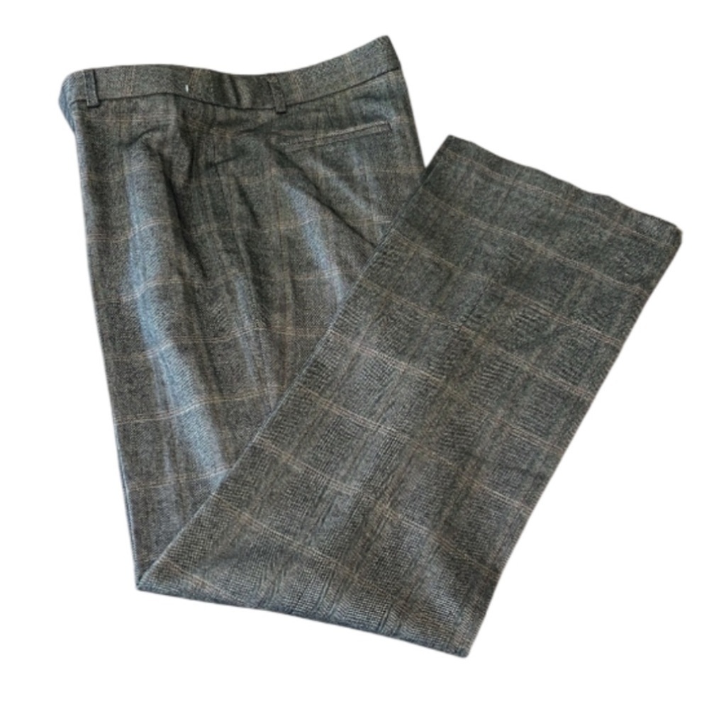 AMANDA & CHELSEA Brown Plaid Trousers - Size 16